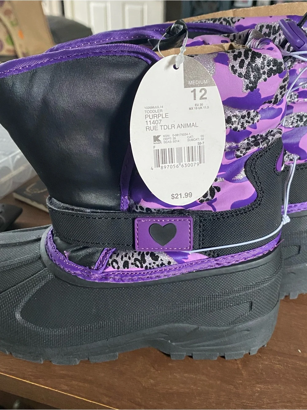 Kids Black and Purple Snow Boots - Cozy Waterproof Winter Boot